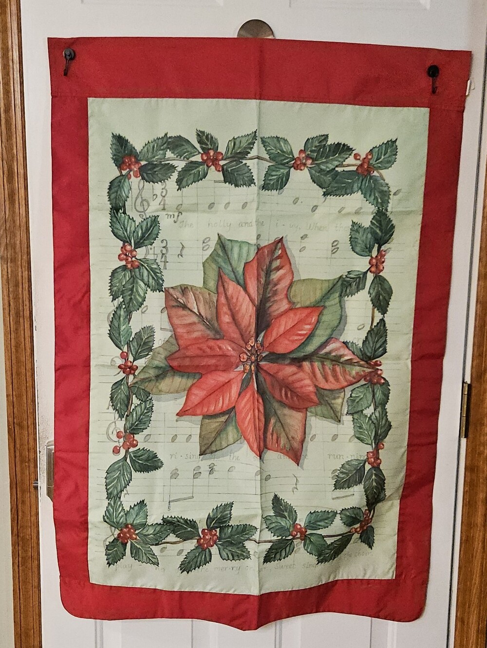 Holiday Poinsettia & Hymn Large Size Pole Flag